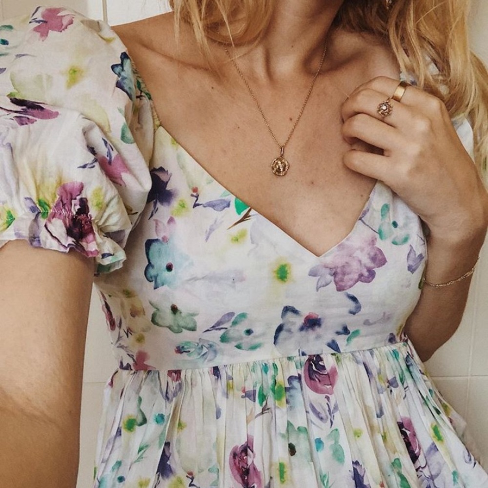 UO Floral Puff Sleeve Top worn once